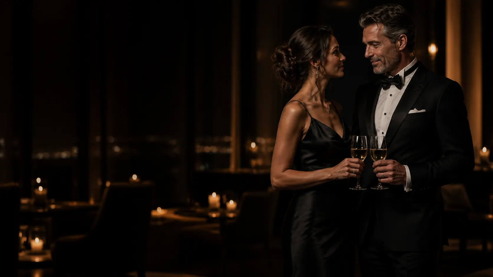 Elegant adult members at a private evening event