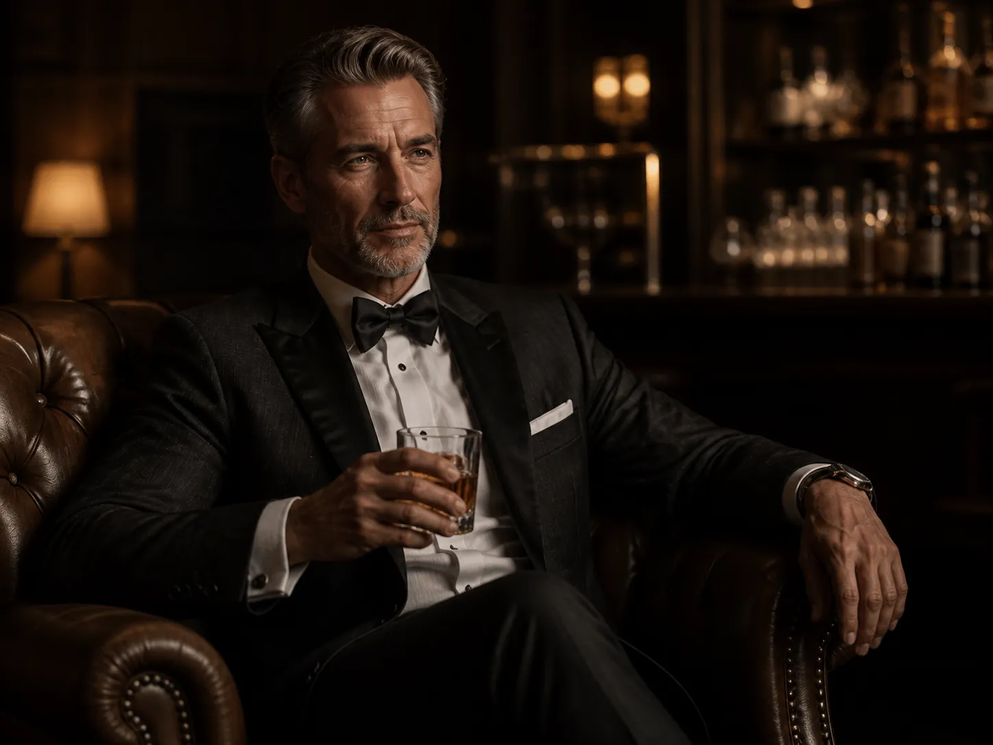 Distinguished mature gentleman in an elegant private club